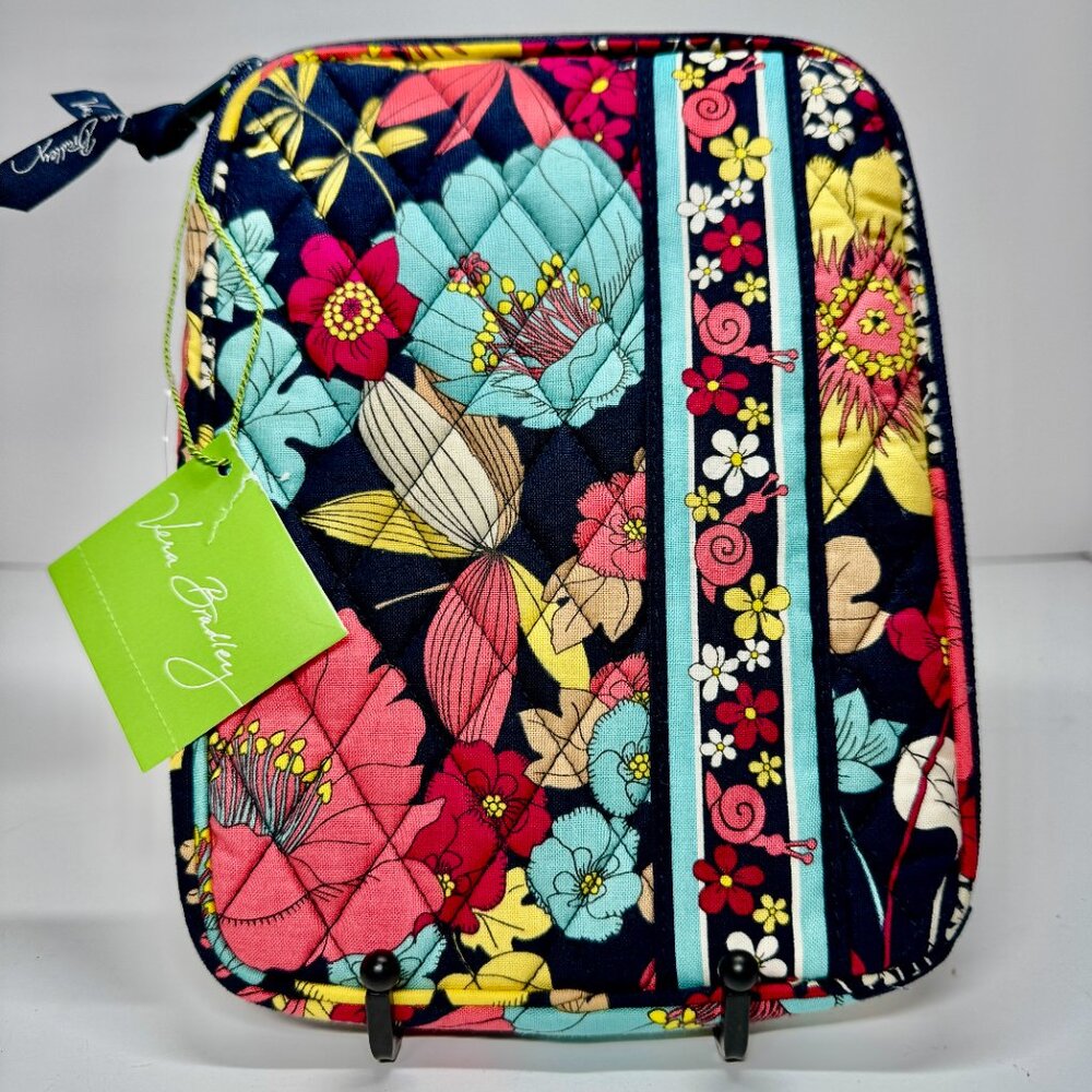 NWT Vera Bradley E-Reader Sleeve Happy Snails / Floral w/ Navy, White, Pink, Red